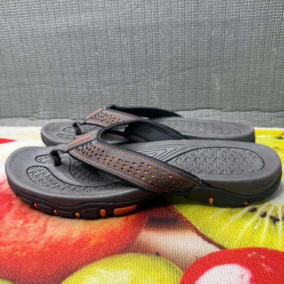 Hobibear Mens Size 45/11.5 US Gray/Orange Flip Flops Non-Slip Sole Sandals - Picture 1 of 8
